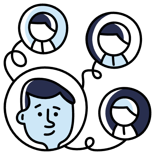 Linework icon of people connected